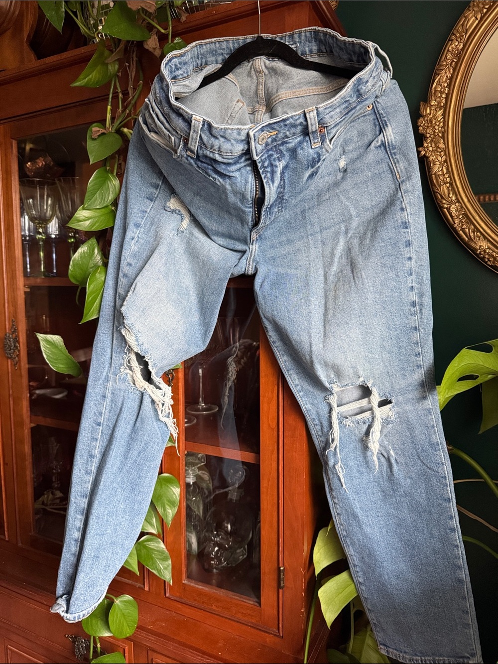 Old Navy Light Blue High-Rise Distressed Jeans
